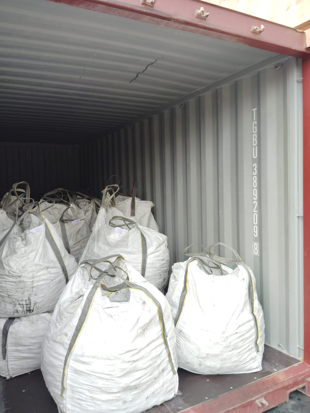 Jumbo FIBC bags loaded into a shipping container